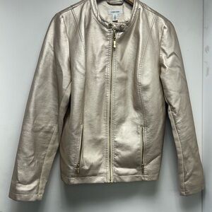 Calvin Klein Metallic Gold Leather Jacket